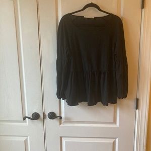 Peruvian connection long sleeve peplum cotton tee